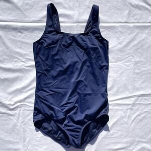 Lands’ End One Piece Full Coverage Modest Swimsuit Womens 16 Navy Blue